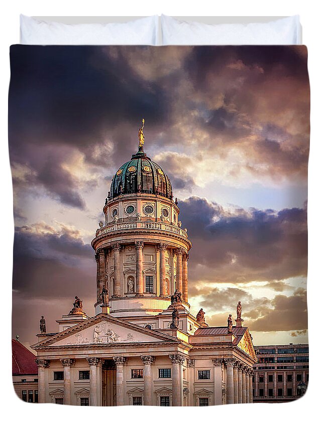 Endre Duvet Cover featuring the photograph The French Church in Berlin 1 by Endre Balogh