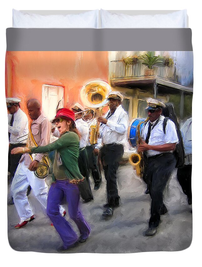 French Quarter Duvet Cover featuring the painting The French Quarter Shuffle by Dominic Piperata