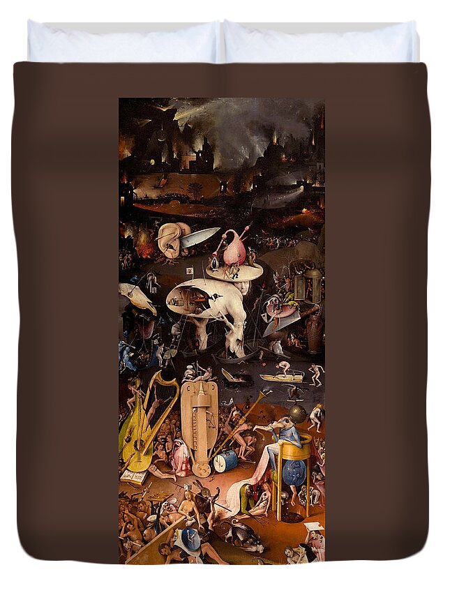 Bible Duvet Cover featuring the painting The Garden of Earthly Delights, right wing by Hieronymus Bosch