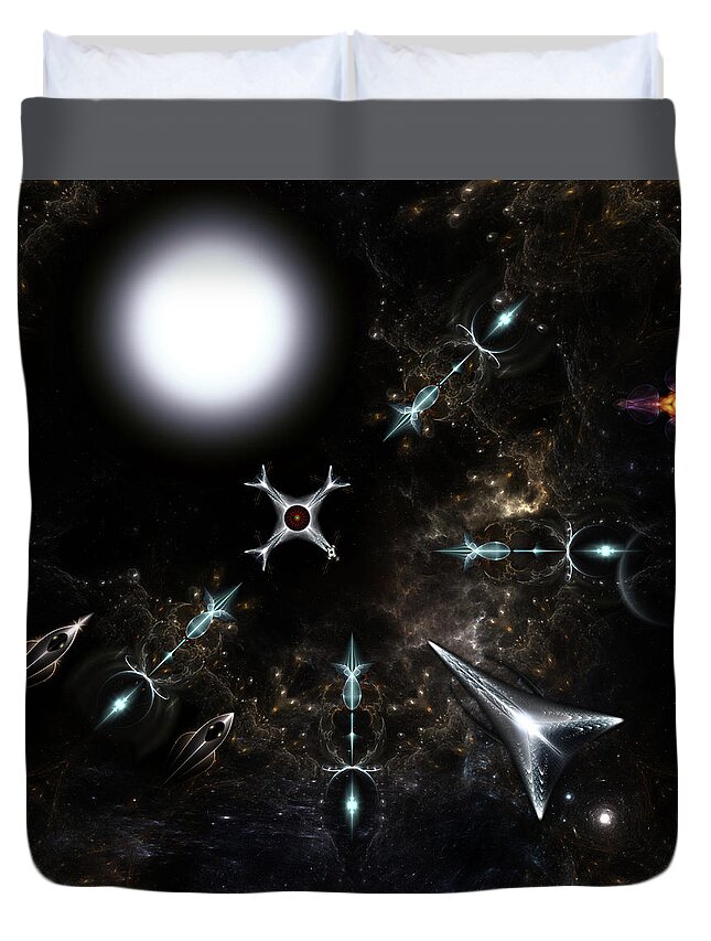 Sci-fi Duvet Cover featuring the digital art The Gateway by Rolando Burbon