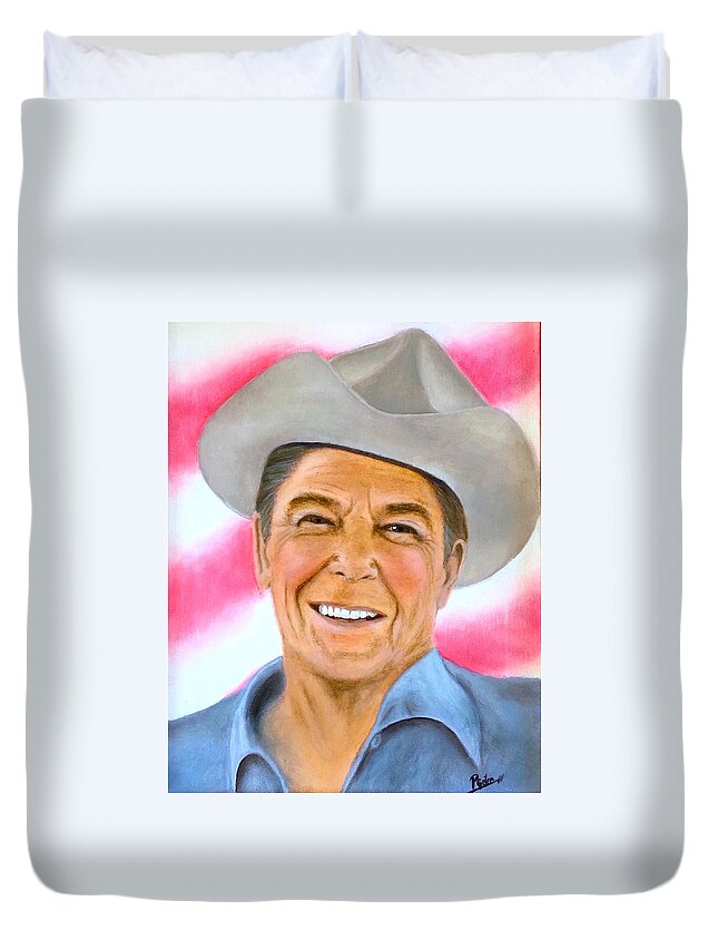 Ronald Reagan Duvet Cover featuring the painting The Gipper by Dr Pat Gehr