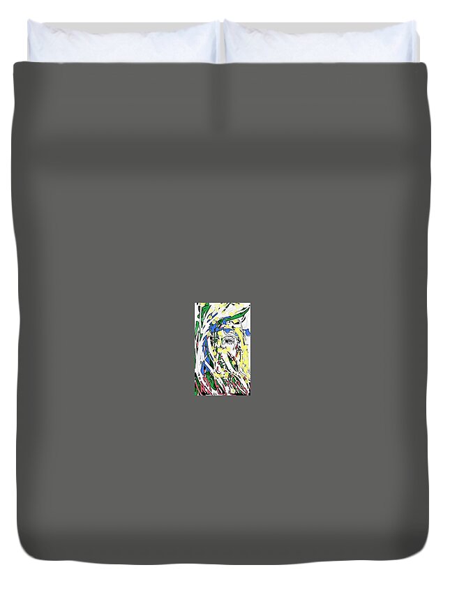 Abstract Duvet Cover featuring the painting The girl in full bloom by Subrata Bose