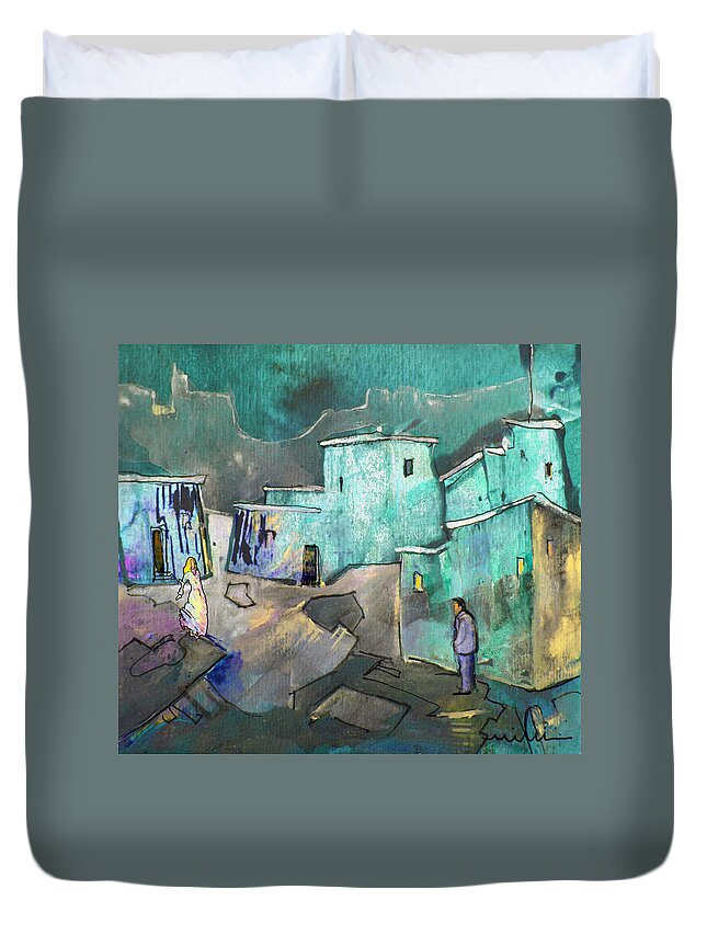 Acrylics Duvet Cover featuring the painting The Girl of His Dreams by Miki De Goodaboom