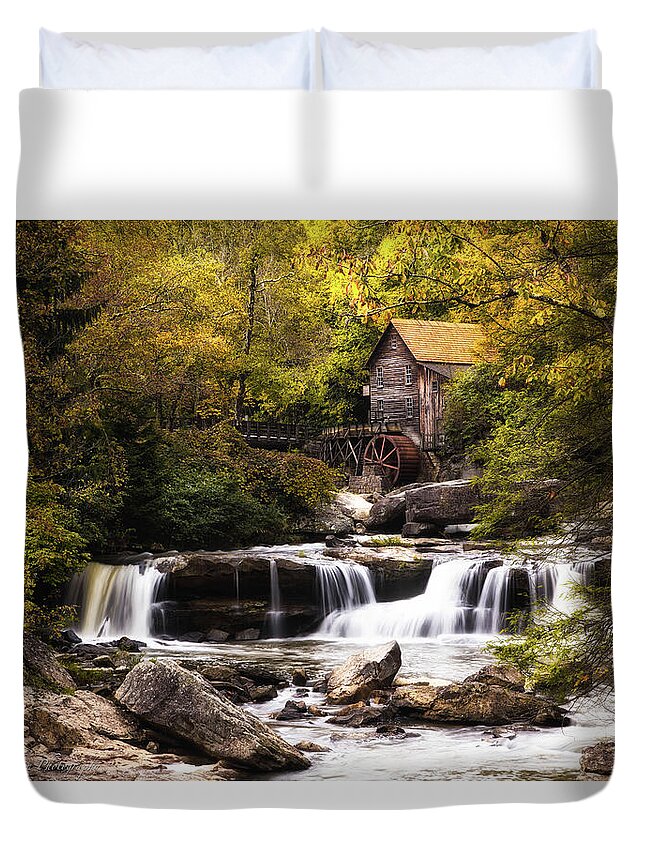 Babcock State Park Duvet Cover featuring the photograph The Glade Creek Grist Mill by C Renee Martin