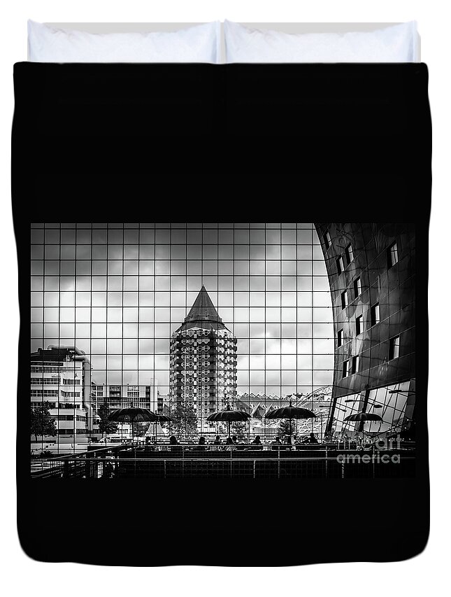 Rotterdam Duvet Cover featuring the photograph The glass windows of The Market Hall in Rotterdam by RicardMN Photography