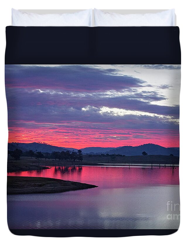 Sunset Duvet Cover featuring the photograph The Gloaming by Linda Lees