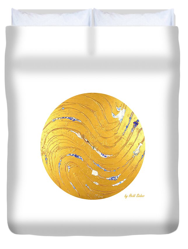 The Golden Flow Of Peace Duvet Cover featuring the relief The golden flow of peace by Heidi Sieber