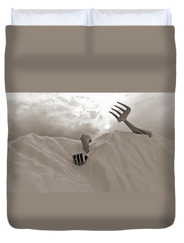 Fork Duvet Cover featuring the digital art The Governor by Betsy Knapp