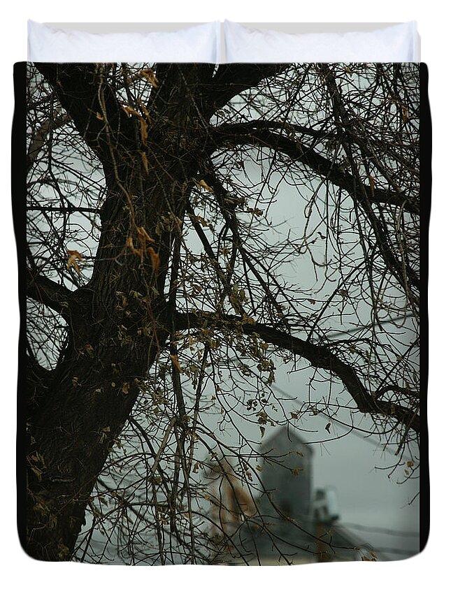 Tree Duvet Cover featuring the photograph The Granary by Linda Shafer