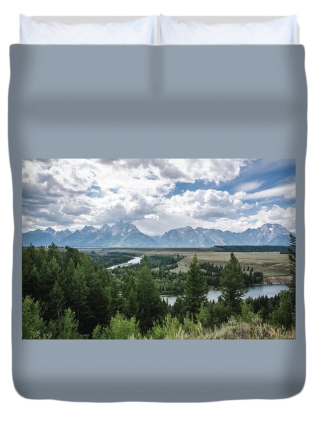 Grand Tetons Duvet Cover featuring the photograph The Grand Tetons by Margaret Pitcher