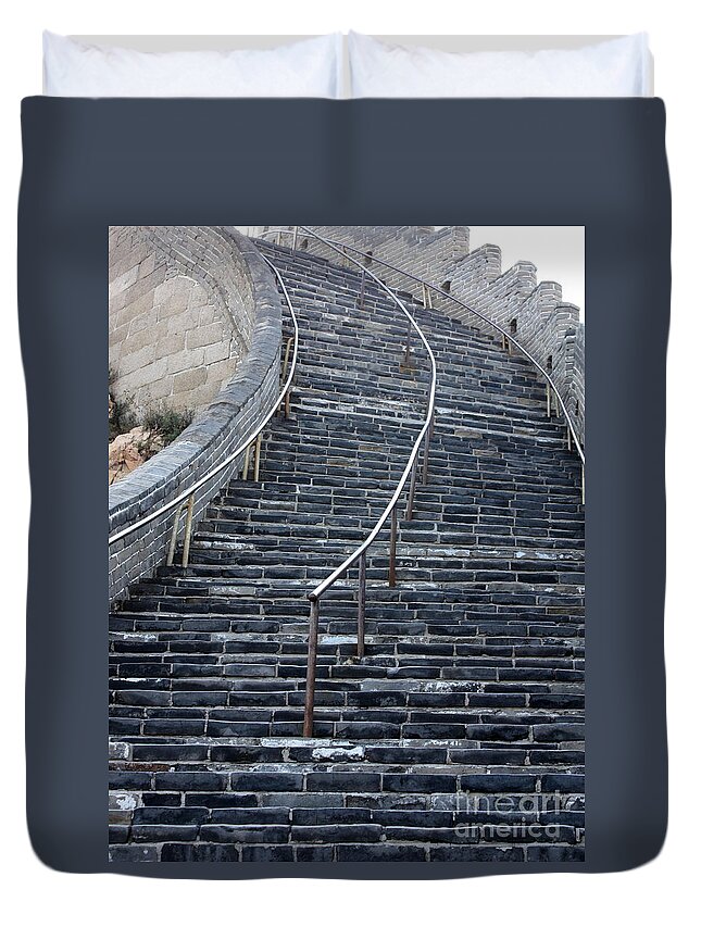 Steps Duvet Cover featuring the photograph The Great Wall Steps by Carol Groenen