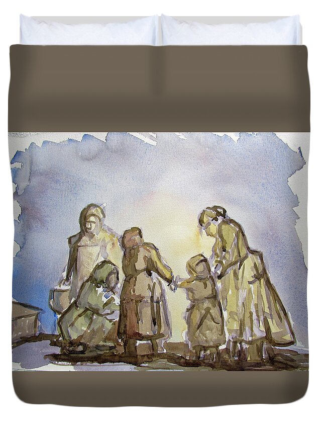 Glenn Marshall Artist Duvet Cover featuring the painting The Greatest Ever Drawing by Glenn Marshall