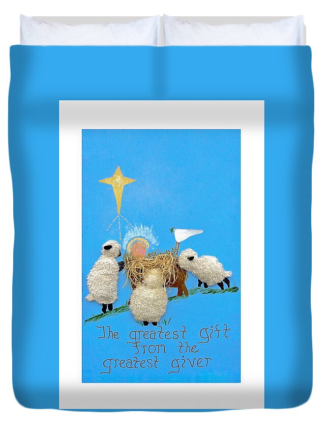 Sign In Blue Duvet Cover featuring the photograph The Greatest Gift by Sally Weigand