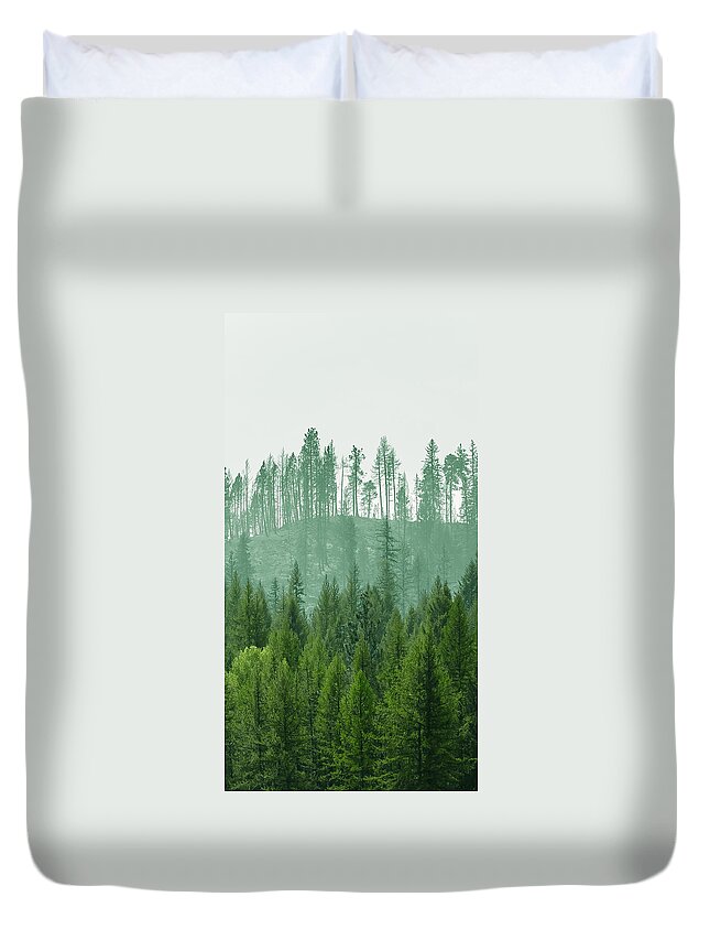 Ever Green Duvet Cover featuring the photograph The Green and the not so Green by Troy Stapek