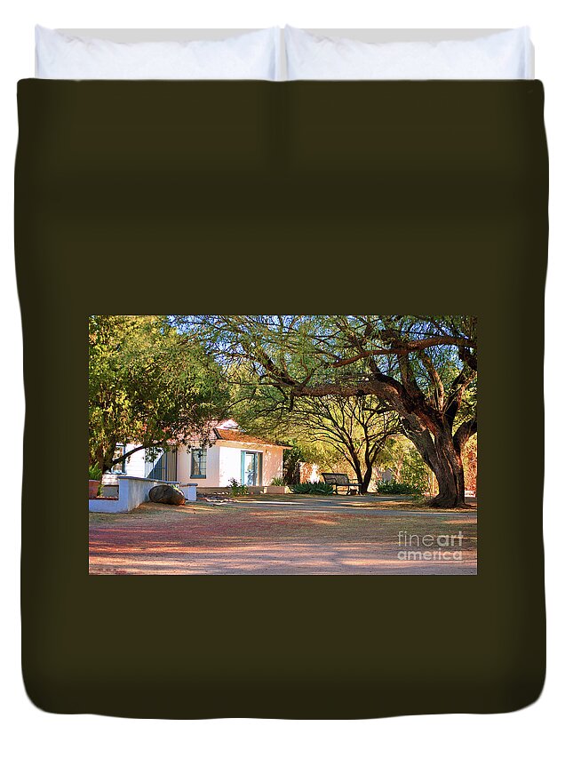 Fine Art Duvet Cover featuring the photograph The Guest House by Donna Greene