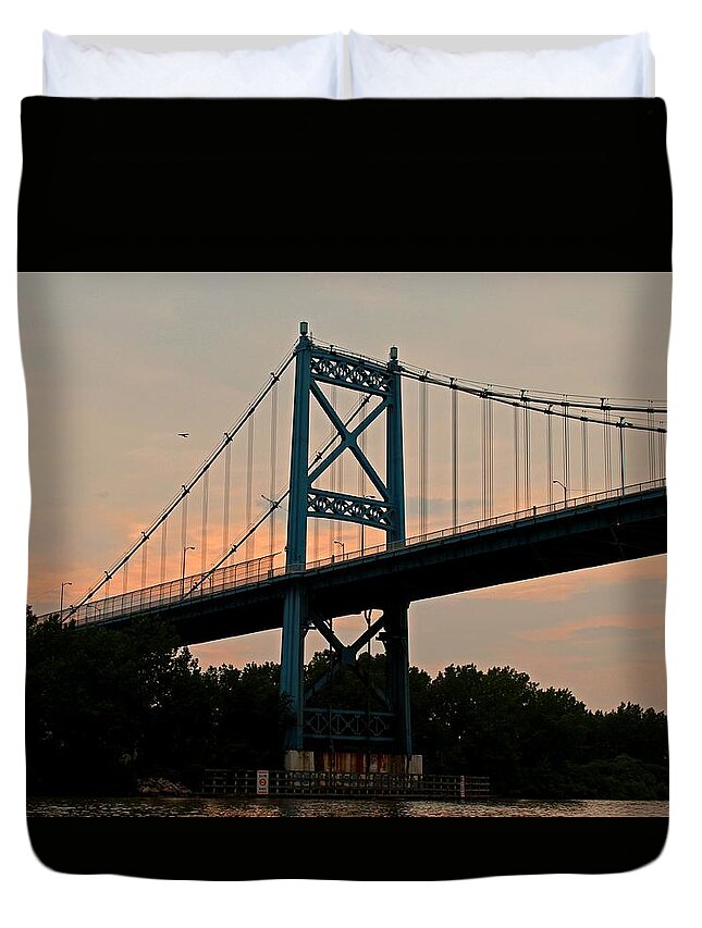 The High Level Duvet Cover featuring the photograph The High Level aka Anthony Wayne Bridge I by Michiale Schneider