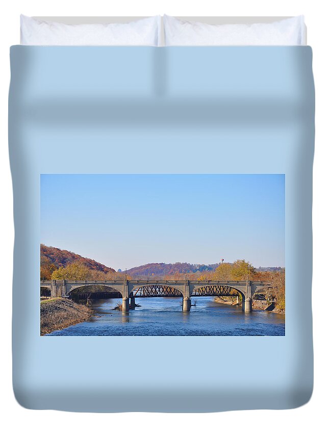 The Hill To Hill Bridge - Bethlehem Pa Duvet Cover featuring the photograph The Hill to Hill Bridge - Bethlehem Pa by Bill Cannon