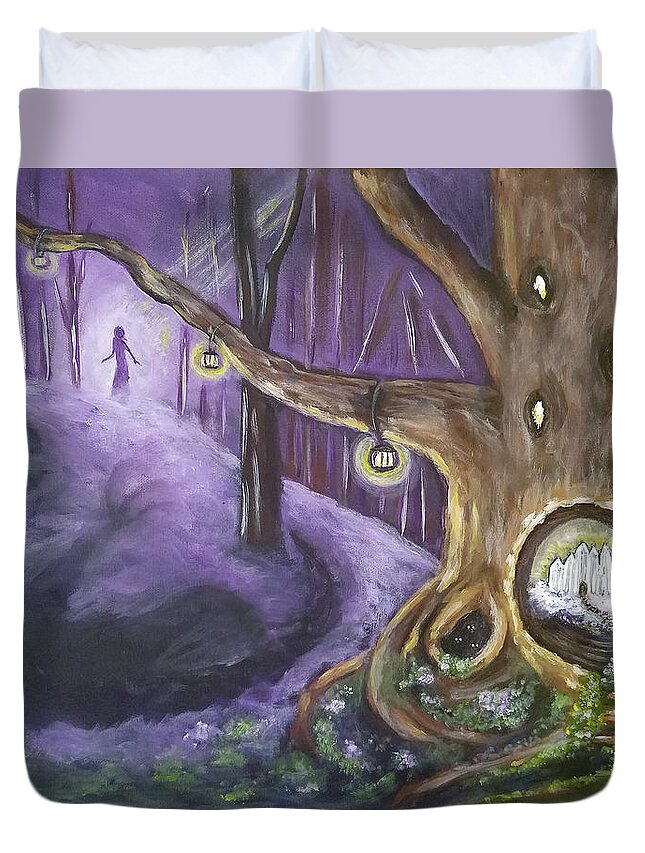 Magic Duvet Cover featuring the painting The Hollow Tree by Diana Haronis