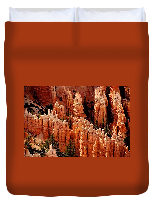 Landmark Duvet Cover featuring the photograph The Hoodoos in Bryce Canyon by Susanne Van Hulst