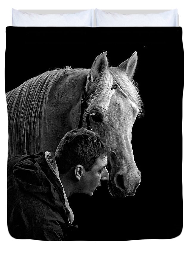 The Horse Whisperer Extraordinaire Duvet Cover featuring the photograph The Horse Whisperer Extraordinaire by Wes and Dotty Weber