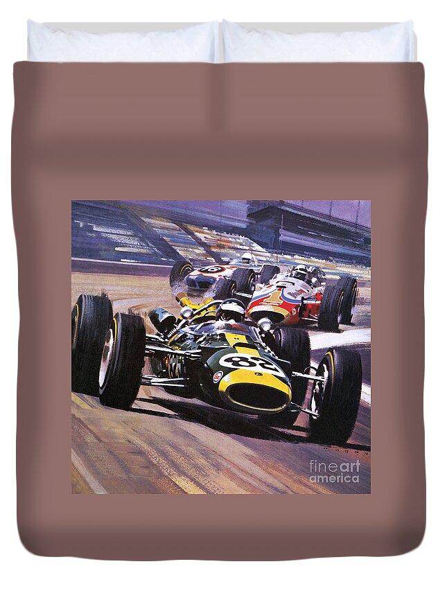 Indy 500 Duvet Cover featuring the painting The Indianapolis 500 by Wilf Hardy