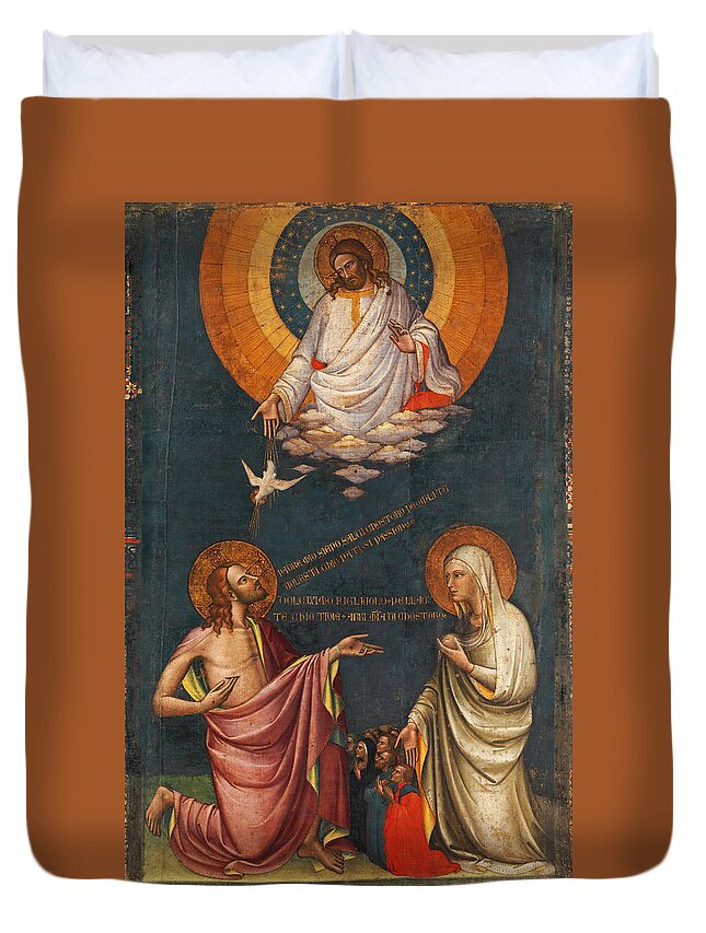 The Intercession Of Christ And The Virgin Duvet Cover featuring the painting The Intercession of Christ and the Virgin by Attributed to Lorenzo Monaco