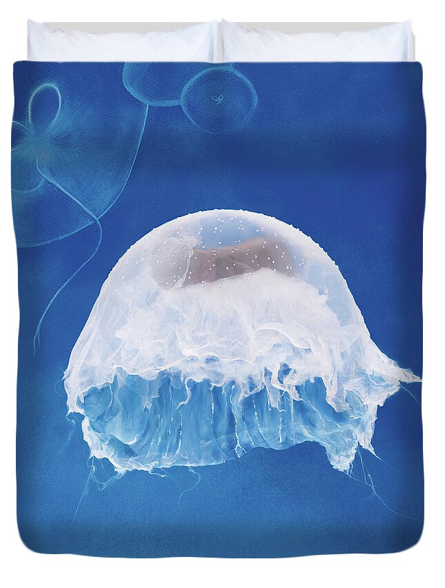 Under The Sea Duvet Cover featuring the photograph The Jellyfish Nursery by Anne Geddes