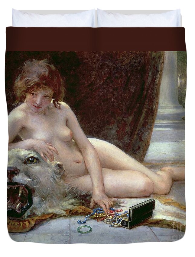 Nude Duvet Cover featuring the painting The Jewel Case by Guillaume Seignac