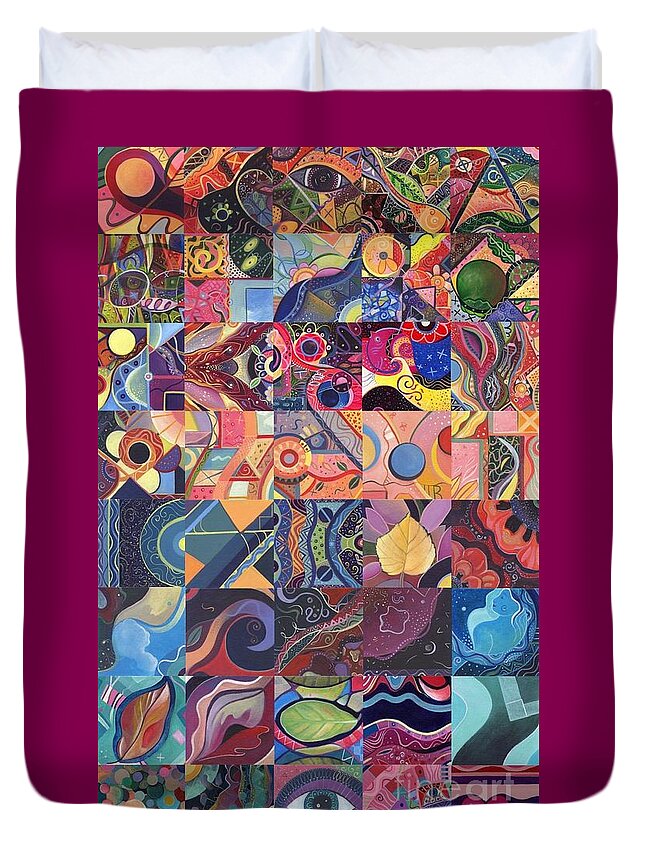 Abstract Duvet Cover featuring the painting The Joy of Design First 40 Variation 1 by Helena Tiainen