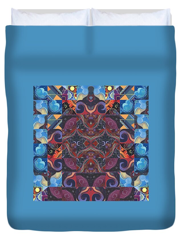 Mandala Duvet Cover featuring the painting The Joy of Design Mandala Series Puzzle 6 Arrangement 2 by Helena Tiainen