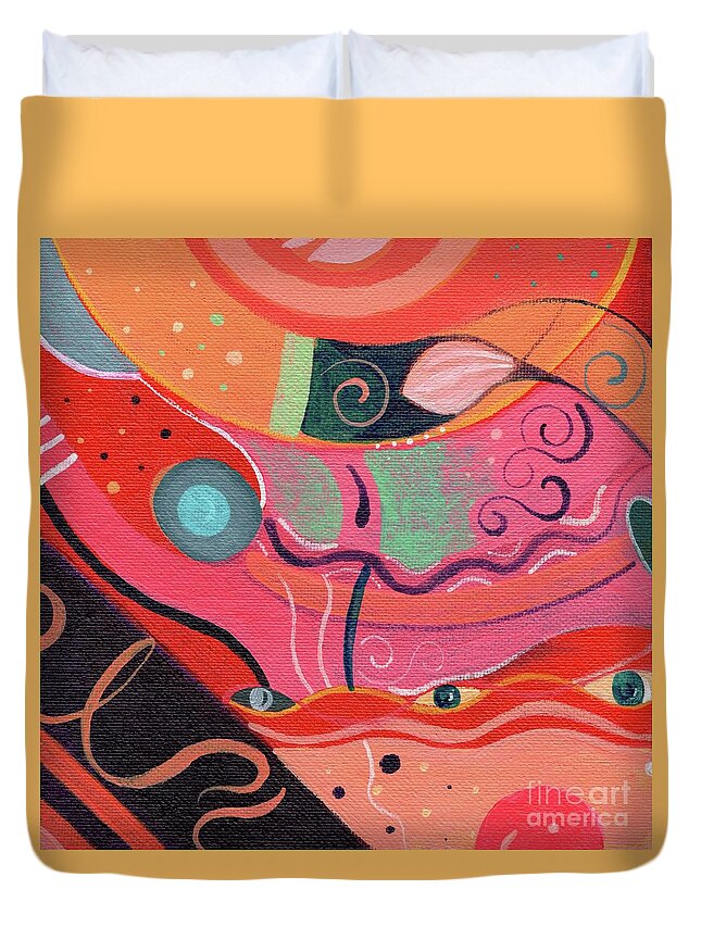 The Joy Of Design Xlviii Upside Down By Helena Tiainen Duvet Cover featuring the painting The Joy of Design X L V I I I Upside Down by Helena Tiainen