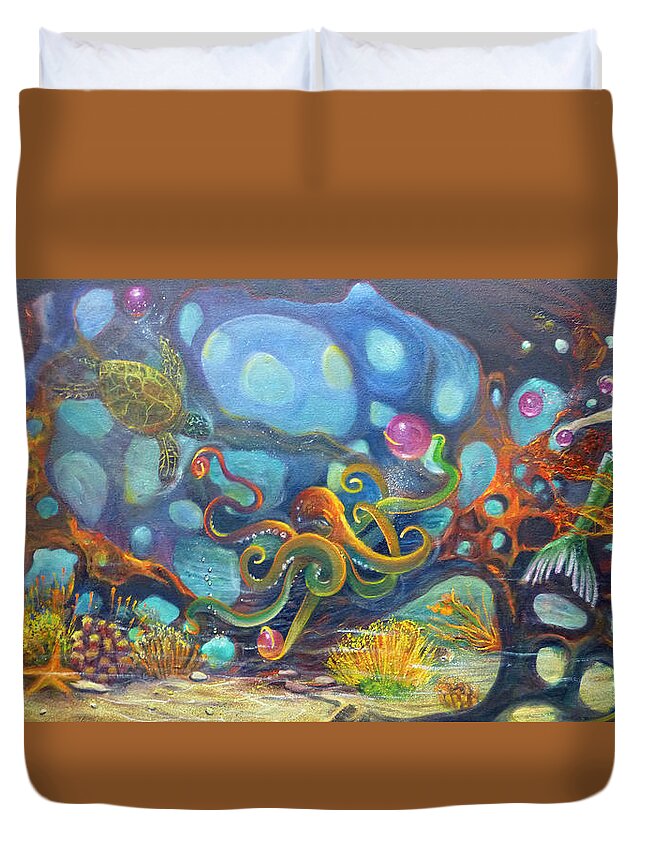Juggle Duvet Cover featuring the painting The Juggler by Claudia Goodell