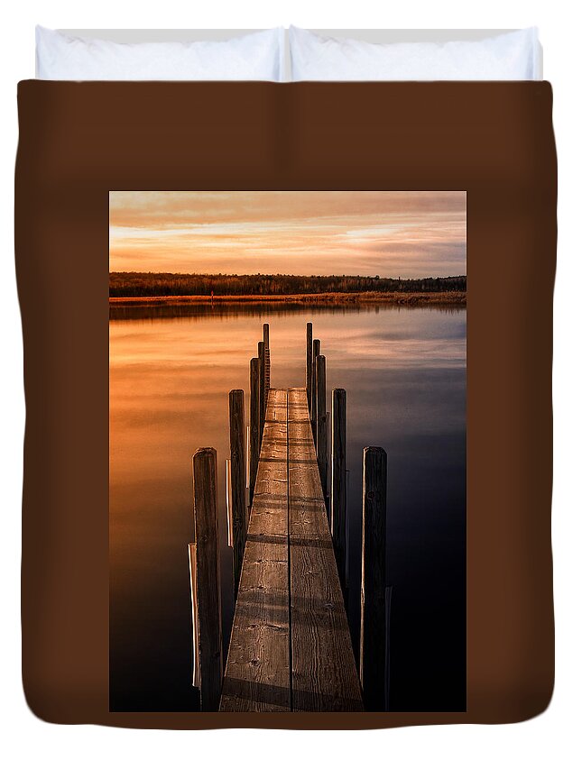 Dock Duvet Cover featuring the photograph The Jump Off by Terry Doyle