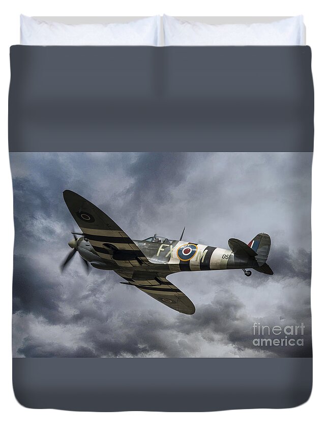Supermarine Duvet Cover featuring the digital art The Kent Spitfire by Airpower Art