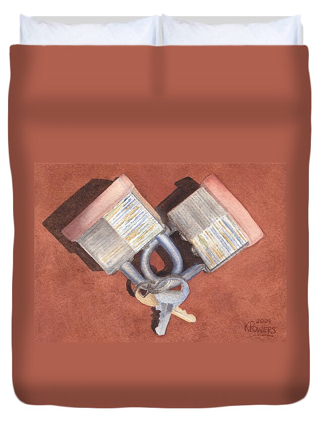 Heart Duvet Cover featuring the painting The Keys To My Heart by Ken Powers