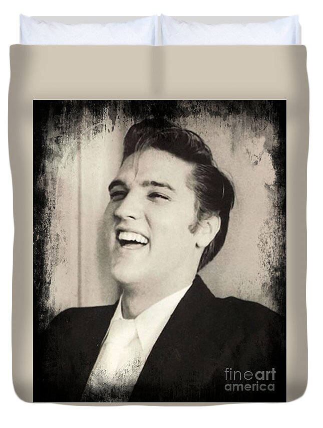 Elvis Duvet Cover featuring the photograph The King Rocks On VI by Al Bourassa