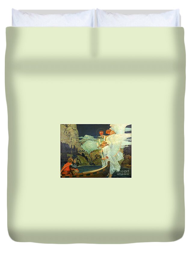 Frederick J. Waugh - The Knight Of The Holy Grail Duvet Cover featuring the painting The Knight of the Holy Grail by MotionAge Designs