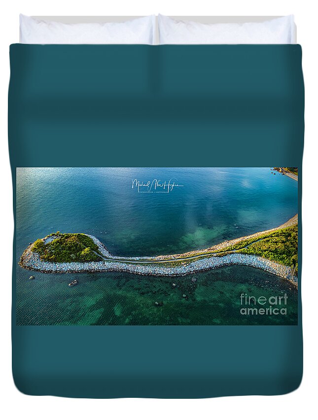 The Knob Duvet Cover featuring the photograph The Knob by Veterans Aerial Media LLC