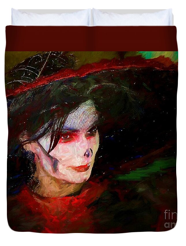 John+kolenberg Duvet Cover featuring the photograph The Lady In Red by John Kolenberg