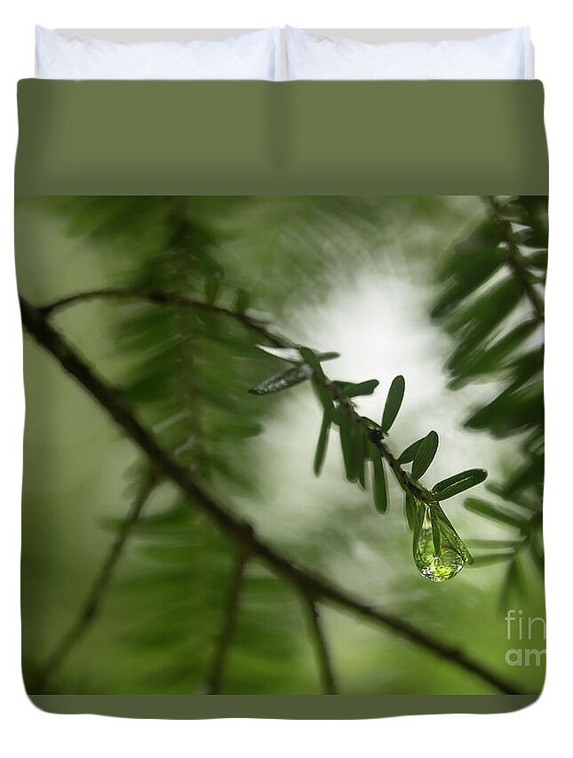 Pine Duvet Cover featuring the photograph The Last Drop by Mike Eingle