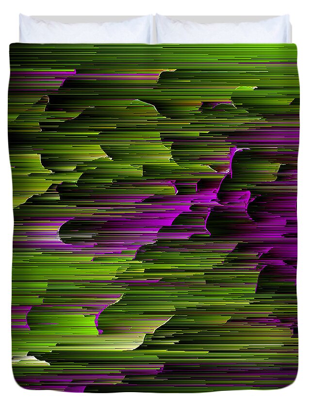 Glitch Duvet Cover featuring the digital art The Last Laugh - Pixel Art by Jennifer Walsh