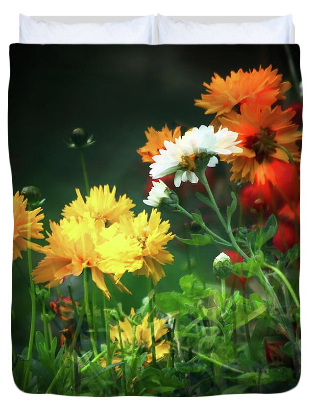 Flowers Duvet Cover featuring the photograph The Last Of The Autumn Flowers by Jeff Townsend