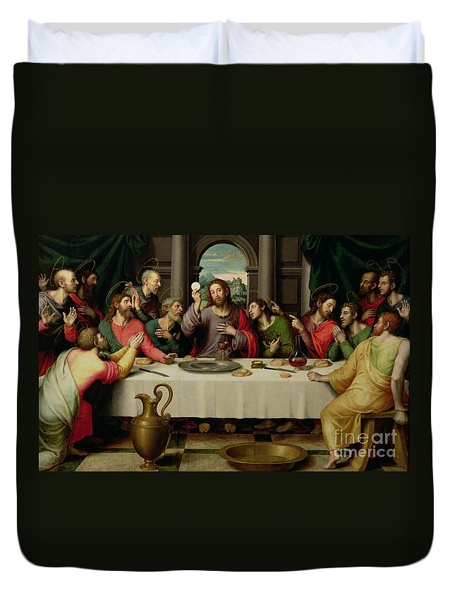 The Last Supper By Vicente Juan Macip Duvet Cover featuring the painting The Last Supper by Vicente Juan Macip