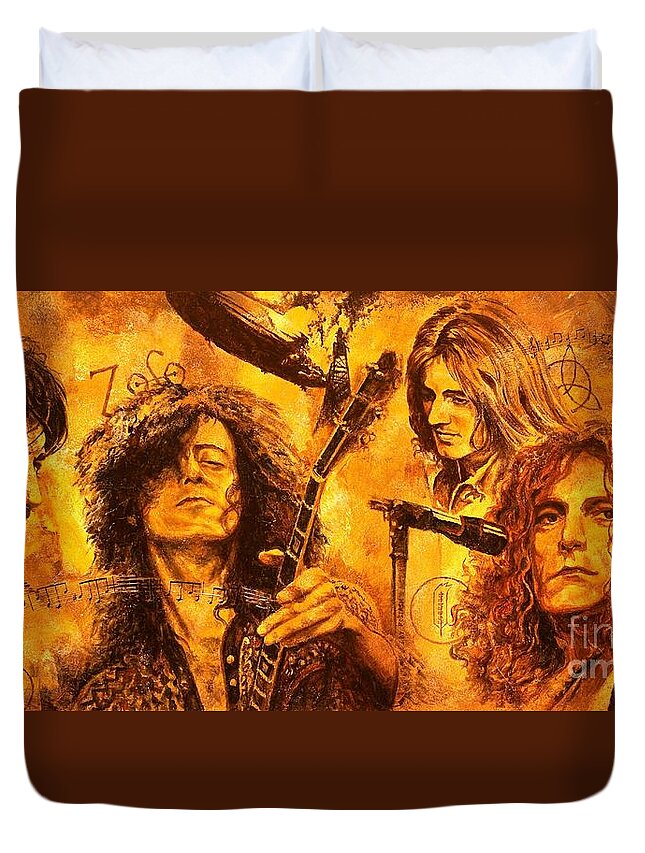Led Zeppelin Duvet Cover featuring the painting The Legend by Igor Postash