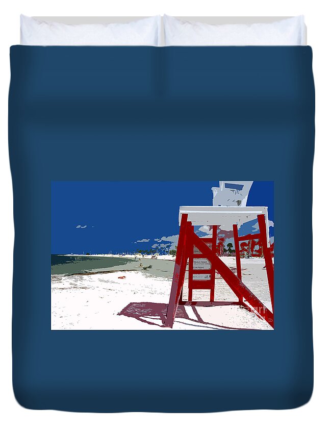 Lifeguard Stand Duvet Cover featuring the painting The lifeguard stand by David Lee Thompson