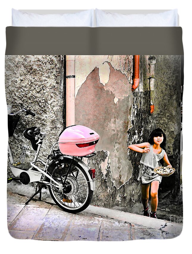 Vieste Duvet Cover featuring the digital art The Life.Vieste.Italy by Jennie Breeze