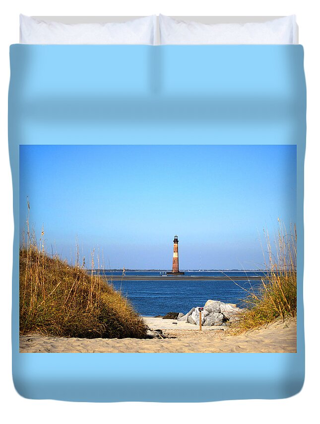 Photography Duvet Cover featuring the photograph The Lighhouse at Morris Island Charleston by Susanne Van Hulst