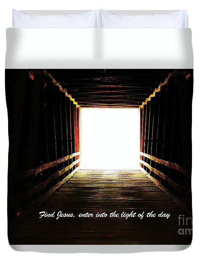 Covered Bridge Duvet Cover featuring the photograph The Light by Merle Grenz