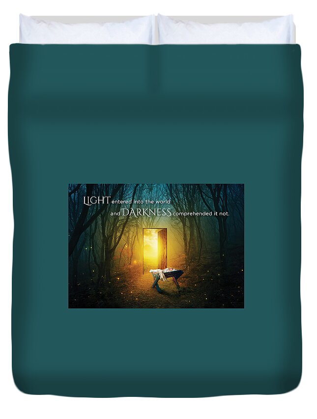 Christmas Duvet Cover featuring the digital art The Light of LIfe by Kathryn McBride