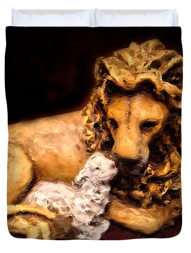 Landscape Duvet Cover featuring the photograph The Lion and The Lamb by Morgan Carter